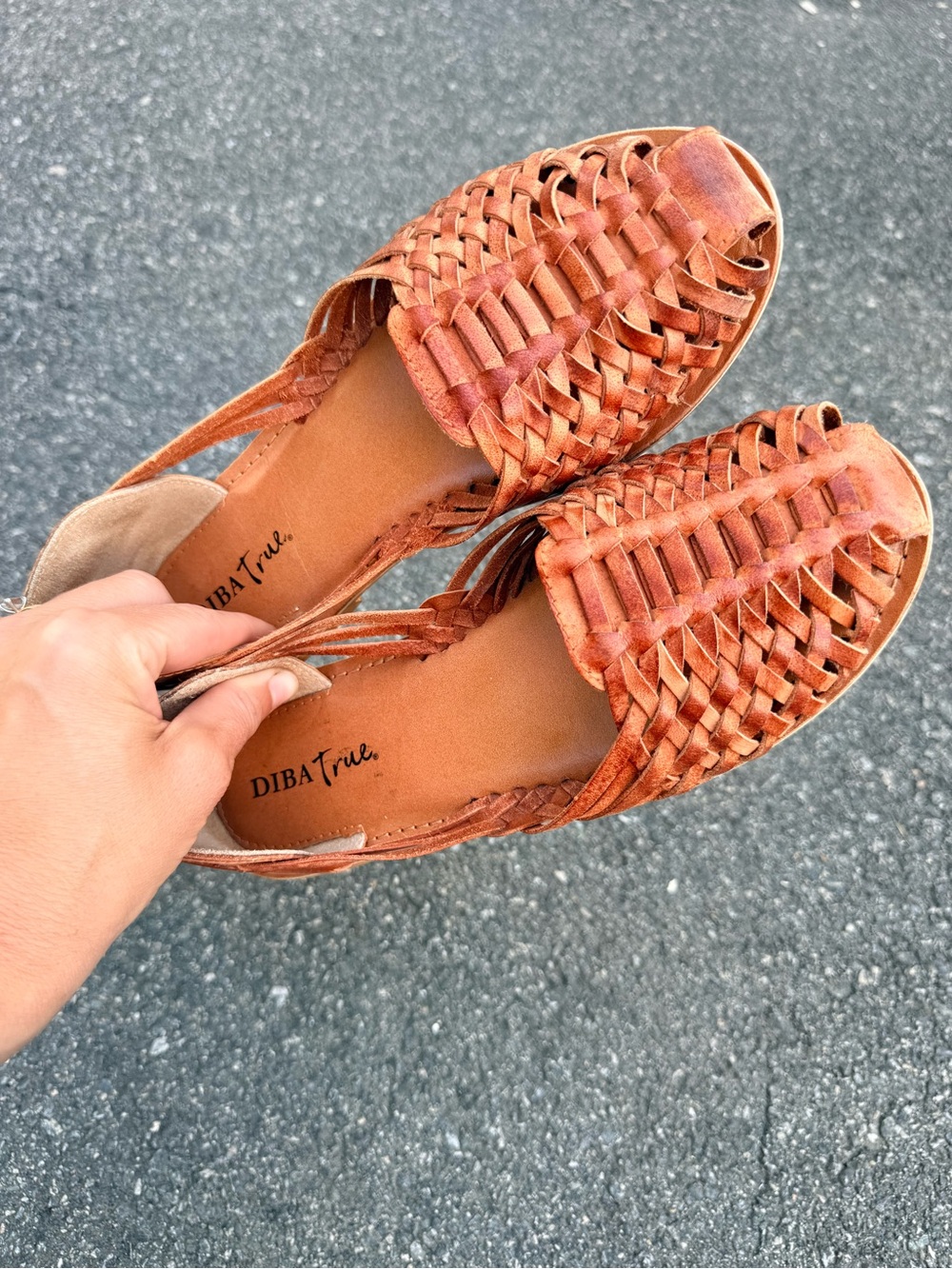 Diva True Women's Leather Woven Sandals Flat - Tan/Brown Summer Shoe